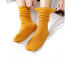1 Pair Women Socks Solid Color Sweat-absorbent Autumn Winter Japanese Style Good Elasticity Leg Warmers for Daily Wear-Yellow - Yellow
