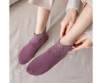 1 Pair Women Socks Lace Silicone Non-slip Autumn Winter Breathable Lightweight Floor Socks for Living Room-Purple - Purple