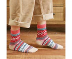 5 Pairs Middle Cut Coldproof Girls Socks Ribbed Ankle Thick Knitted Ethnic Print Crew Socks for Autumn Winter-1 - 1