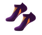 Men Sock Color Block Stretch Summer Contrast Color Sweat-wicking Socks for Running-Purple - Purple