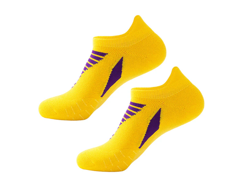 Men Sock Color Block Stretch Summer Contrast Color Sweat-wicking Socks for Running-Yellow - Yellow