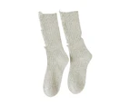 1 Pair Women Stockings Breathable Cotton Sweat Absorption Protective Soft High Elasticity Ripped Long Holes Women Socks Fitness Socks-Light Grey - Light Grey