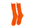 1 Pair Women Stockings Breathable Cotton Sweat Absorption Protective Soft High Elasticity Ripped Long Holes Women Socks Fitness Socks-Dark Orange - Dark Orange