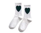 Mid Calf Socks Checkerboard Love Heart Letter Number Pattern Cozy Non-slip High Elasticity Cotton Blend Men Women Unisex Sports Socks for Spring Autumn-D - D