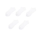 5 Pairs Spring Summer Unisex Socks Solid Color Non-slip Short Tube Sweat-absorbing Boat Socks for Sports-White - White