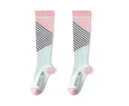 1 Pair Compression Stockings Striped Stretchy Long Tube Anti-Fatigue Sporty Socks for Running Climbing Riding-K - K