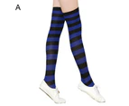 1 Pair Women Fashion Stretch Color Striped Over The Knee Thigh High Long Socks-A - A