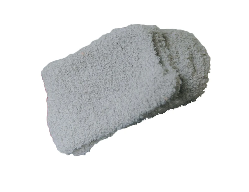 1 Pair Floor Socks Super Soft Ultra-thick Cotton Middle Tube Fluffy Autumn Winter Floor Socks for Home-Gray - Gray