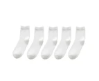 5 Pairs Spring Summer Men Socks Stretchy Solid Color Sweat-absorbent Socks for Sports Daily Wear-White - White