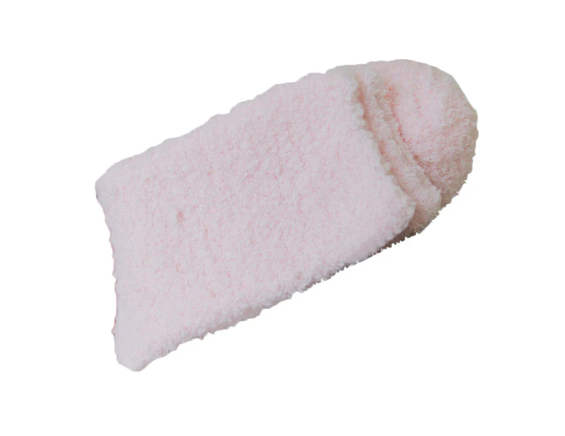 1 Pair Floor Socks Super Soft Ultra-thick Cotton Middle Tube Fluffy Autumn Winter Floor Socks for Home-Light Pink - Light Pink