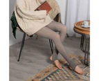 Women Pantyhose Slim Fit Solid Color Anti-stripping Hip Lift Warm Plush Lining Stockings Clubwear-Grey B - Grey B