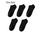 5 Pairs Spring Summer Unisex Socks Solid Color Non-slip Short Tube Sweat-absorbing Boat Socks for Sports-Black - Black