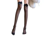 1 Pair Women Socks Lace  Over The Knee Transparent Bow-knot Stockings for Daily Wear-C - C