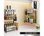 Standing Spice Bottle Rack For Kitchen 2 Layer Storage Shelf Hooks Accessories Household Stainless Steel Organizer Racks