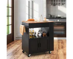 Giantex Mobile Kitchen Island Cart Buffet Cabinet Serving Trolley Cart w/Drawers Dining Hotel Restaurant, Black