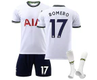 Cristian Romero #17 Premier League Tottenham Hotspur 202223 Home Men's Soccer T-shirts Jersey Set Kids Youths