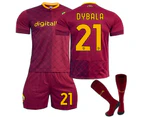 Paulo Dybala #21 Jersey Serie A 202223 A S Roma Home Men's Soccer T-shirts Jersey Set Kids Youths