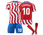 Correa #10 Jersey Laliga Atletico De Madrid 202223 Home Men's Soccer T-shirts Jersey Set Kids Youths