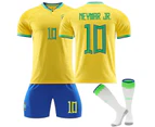 Neymar Jr #10 Jersey Samba Qatar 2022 Brazil National Home Men's Soccer T-shirts Jersey Set Kids Youths