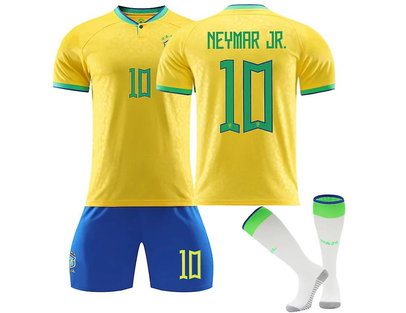 Neymar Jr #10 Jersey Samba Qatar 2022 Brazil National Home Men's Soccer T-shirts Jersey Set Kids Youths