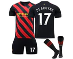 De Bruyne #17 Jersey Premier League Manchester City 202223 Men's Soccer T-shirts Jersey Set Kids Youths