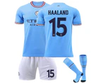 Haaland #15 Jersey Champions League Manchester City 202223 Men's Soccer T-shirts Jersey Set Kids Youths