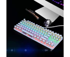 Mechanical Gaming Keyboard Typewriter Style with RGB LED Rainbow Backlit Blue Switch Retro Steampunk Round Keycaps for Windows Gaming PC (87 Keys) - Elegant white