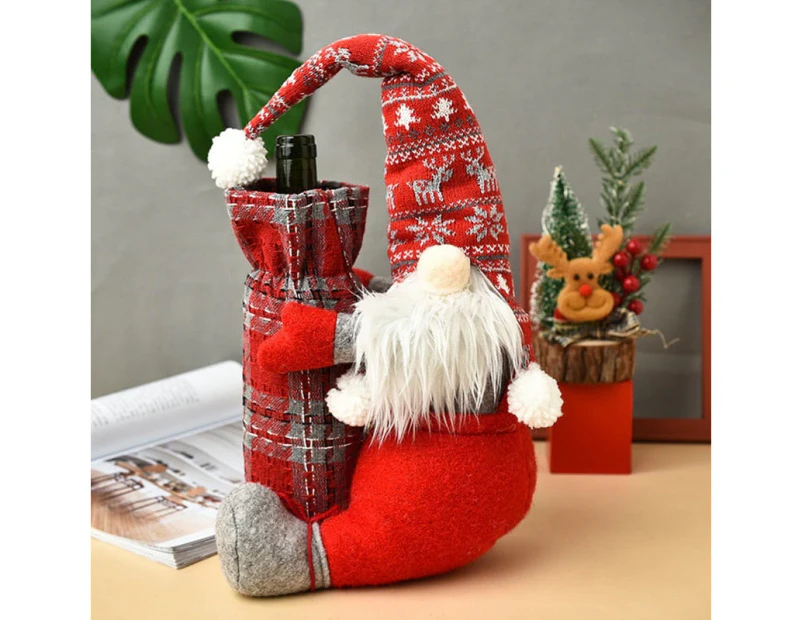 Wine Bottle Cover Christmas Faceless Doll - Gray