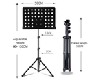 Professional Adjustable Music Sheet Stand Folding Heavy Duty Large Metal Stage Holder Mount Tripod Conductor
