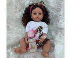 NPK 55CM ORIGINAL Full Body Silicone Reborn Toddler Girl Doll Princess Brown Skin Curly Hair Lifelike Real Touch Flexible Baby