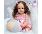 NPK 55CM Full body Silicone Reborn Toddler Girl Maggi Princess Hand-detailed Painting Rooted brown Hair waterproof Toy for Girls