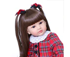 NPK 60CM baby girl doll Soft Silicone cloth body Boneca Reborn toddler Lifelike Bebe doll Reborn long hair has two colors
