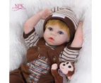 NPK Fashion 22Inch Silicone Vinyl Baby Reborn Dolls in Monkey suit with Synthetic hair Newborn Handmade doll Kids toys