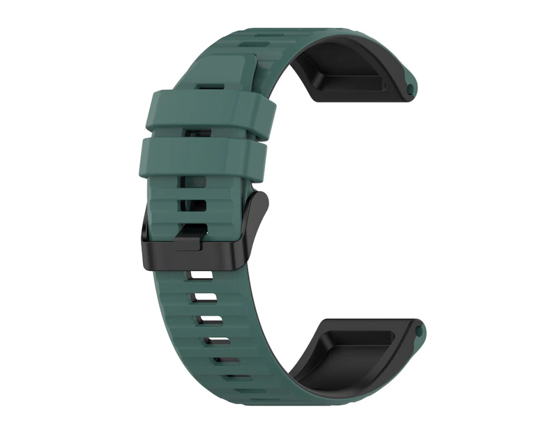 For Garmin Fenix 3 Sapphire 26mm Silicone Mixing Color Watch Strap(Dark Green+Black)