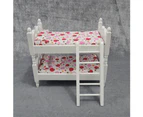 1/12 Dollhouse Children House Furniture Wooden Bunk Bed Strawberry Sheet Toy-Bunk Bed