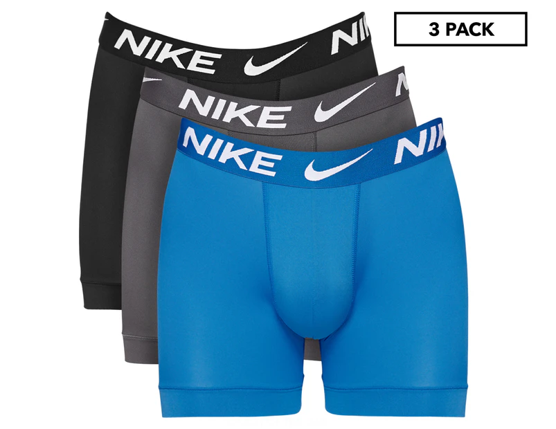 Nike Men's Dri-FIT Essential Micro Boxer Briefs 3-Pack - Black/Blue/Grey
