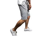 Fashion Solid Color Summer Sports Casual Fitness Running Men\'s Shorts Sweatpants-Light Gray
