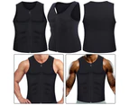 Men Summer Breathable Sleeveless Zipper Sportwear Gym Fitness Tank Top Vest-Black