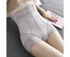Women Shapewear Shorts Stretchy Lace High Waist Tummy Control  Butt Lifter Panty for Girl-Gray-purple