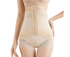 Women Shapewear Shorts Stretchy Lace High Waist Tummy Control Butt Lifter Panty for Girl-Skin Colour