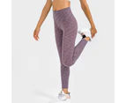 Soft Sport Leggings Skinny Trousers Striped Design Yoga Pants for Sport-Purple