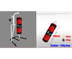 2 Way Boxing Bag Stand Rack with 20kg Fully Staffed Punching Bag + Speed Ball