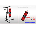 2 Way Boxing Bag Stand Black Rack - 20kg Fully Staffed Punching Bag + Speed Ball