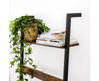 VASAGLE Blanket Ladder, Wall-Leaning Rack with Storage Shelf, for Blankets, Quilt, Towels, Scarves, Steel Frame, Industrial Style, Rustic Brown and Black