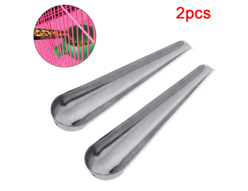 2Pcs Pet Bird Parrot Stainless Steel Cage Food Water Adding Spoon Feeding Tool