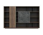 DreasyTech Knight Bookcase Display Filing Bookshelf Unit 3.2M Cabinet Shelf Brown Oak