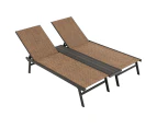 Costway Double Patio Chaise Lounge Chair 6-Position Adjustable Reclining Bench Beach Yard