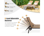 Costway Double Patio Chaise Lounge Chair 6-Position Adjustable Reclining Bench Beach Yard