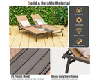 Costway Double Patio Chaise Lounge Chair 6-Position Adjustable Reclining Bench Beach Yard