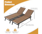 Costway Double Patio Chaise Lounge Chair 6-Position Adjustable Reclining Bench Beach Yard